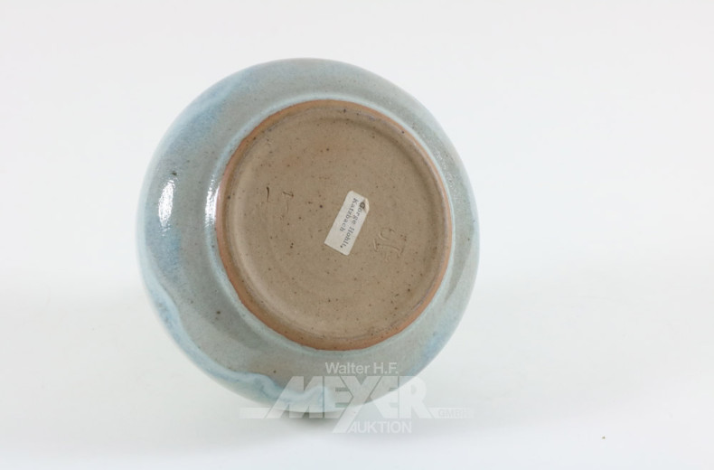 Keramik-Vase, blau-graue Überlaufglasur