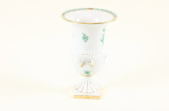 Porz.-Henkelvase, HEREND, Indisch Grün