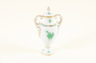 kl. Porz.-Amphoren-Deckelvase HEREND,