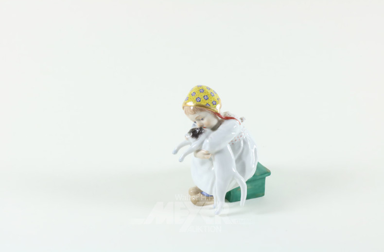 Porz.-Figur ''Mädchen mit Katze''