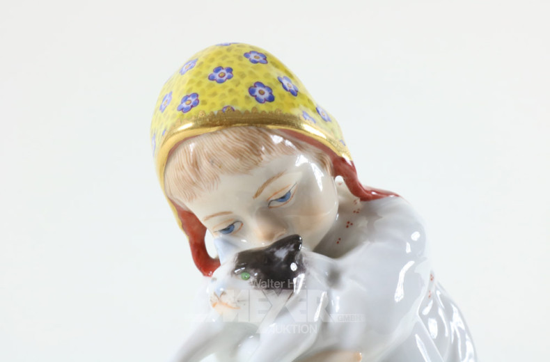 Porz.-Figur ''Mädchen mit Katze''