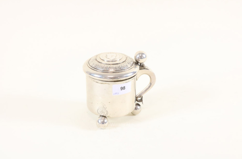 Deckel-Henkelkrug, Silber,