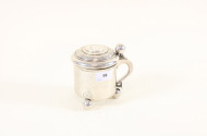 Deckel-Henkelkrug, Silber,