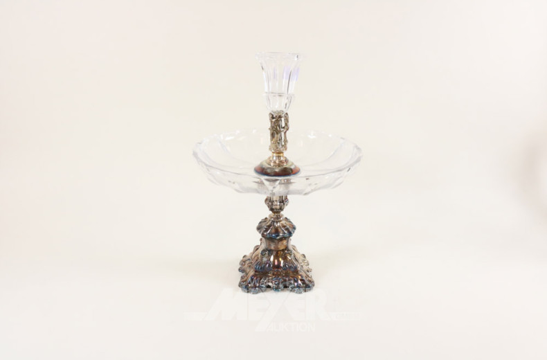 Tafelaufsatz, Silber mit Glaseinsätzen