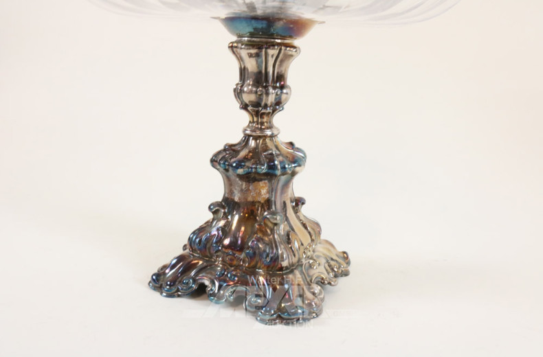 Tafelaufsatz, Silber mit Glaseinsätzen