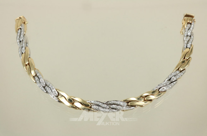 Armband, 585er GG, Zopfmuster, ca. 42 g.