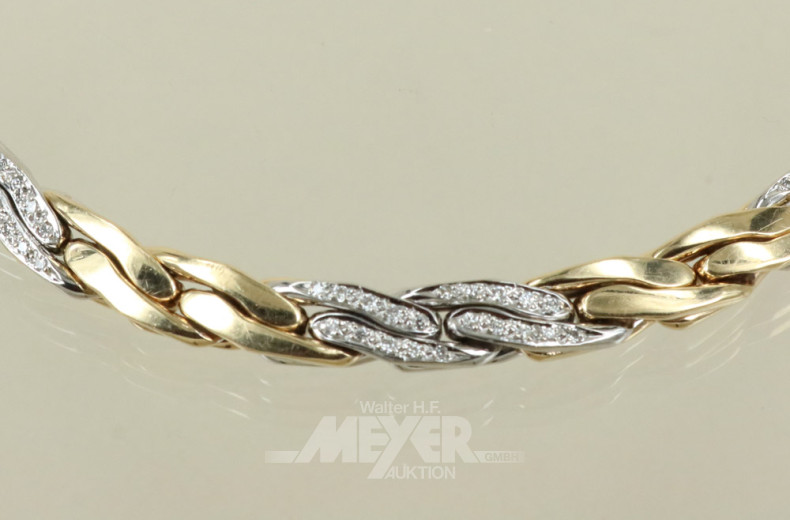 Armband, 585er GG, Zopfmuster, ca. 42 g.