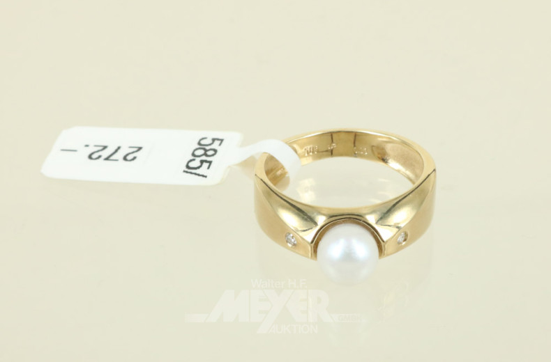 Damenring, 585er GG, besetzt mit