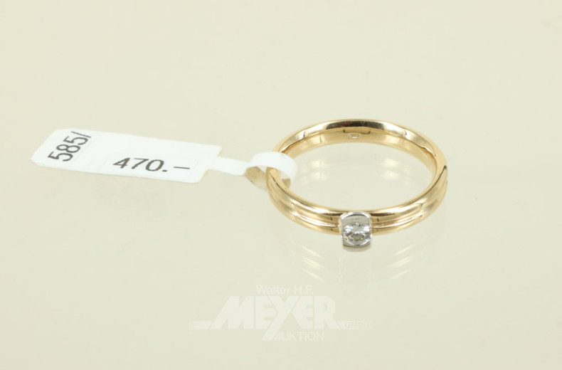 Damenring, 585er GG, besetzt mit