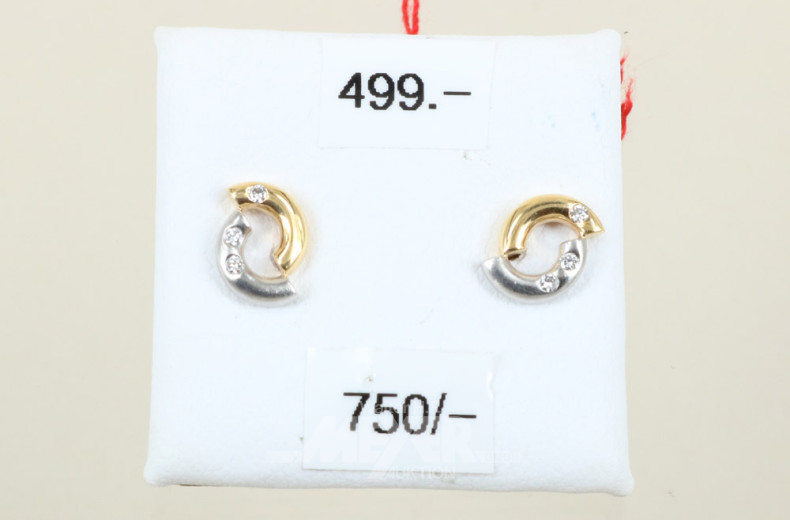 Paar Ohrstecker, 750er GG/950 Pt,