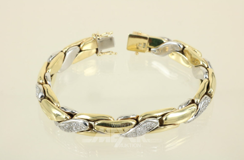 Armband, 585er GG, ca. 58,5 g.,