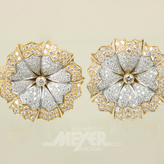Paar Ohrringe, 750er WG/GG blütenförmig