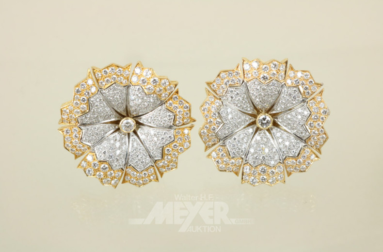 Paar Ohrringe, 750er WG/GG blütenförmig