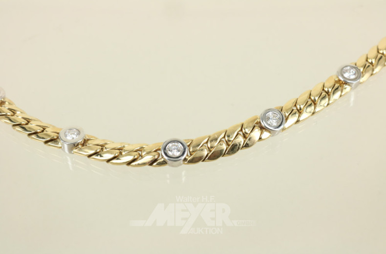 Flachpanzerarmband, 750er GG, ca. 37 g.