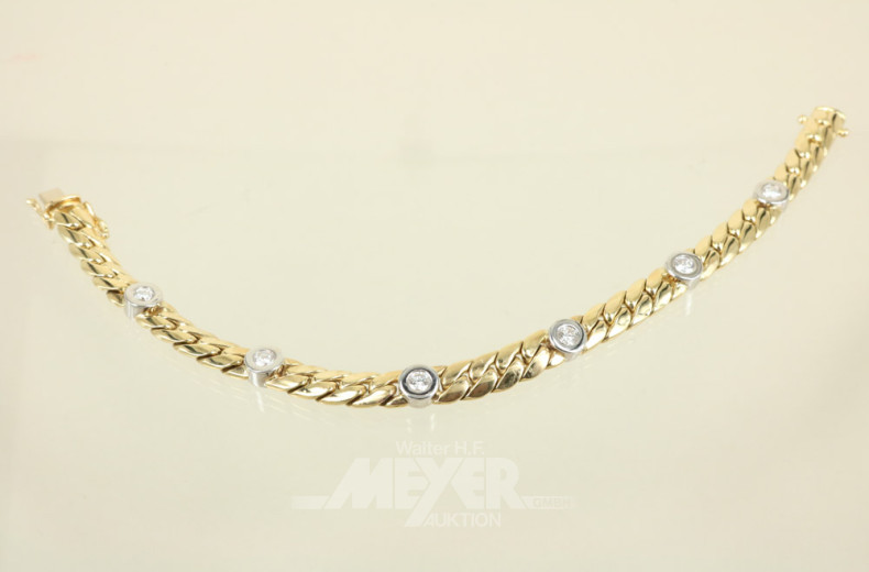 Flachpanzerarmband, 750er GG, ca. 37 g.