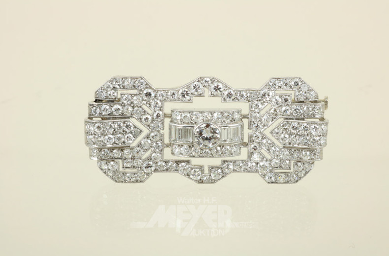 Brosche, 750er WG oder Platin um 1920,