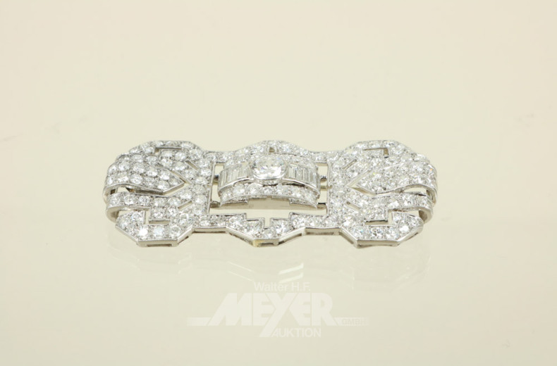 Brosche, 750er WG oder Platin um 1920,