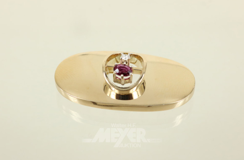 Damenring, 585er WG, besetzt mit ovalem