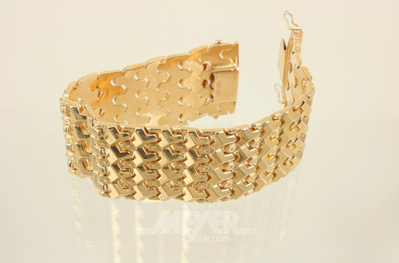 breites Armband, 750er GG, ca. 51 g.