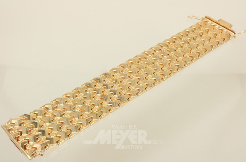 breites Armband, 750er GG, ca. 51 g.