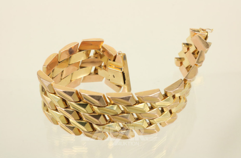 breites Gliederarmband, 750er GG/RG