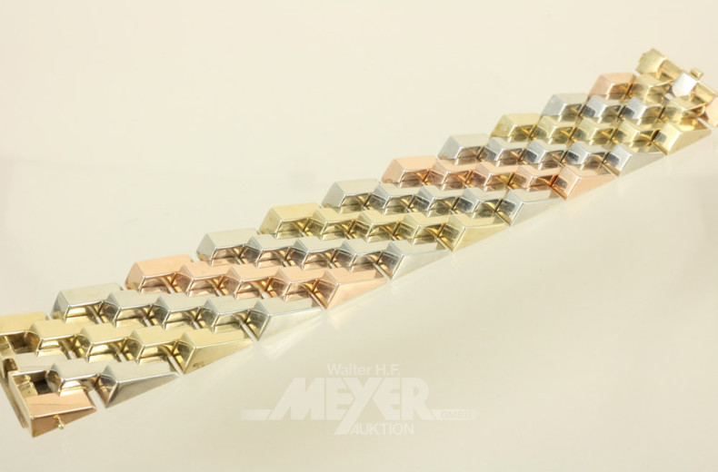 breites Gliederarmband, 585er GG/RG/WG