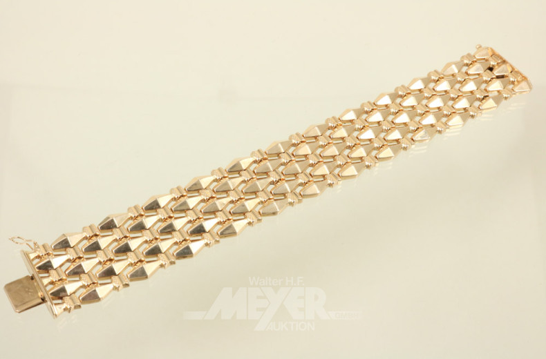breites Armband, 585er RG, ca. 48 g.,