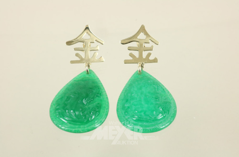 Paar Ohrgehänge, 585er GG, mit je