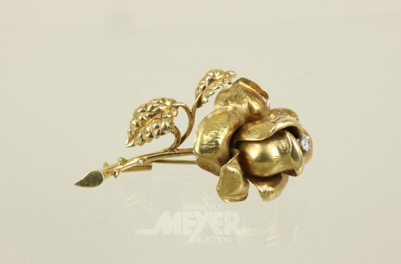Brosche ''Rose'', 750er GG, ca. 13,5 g.,