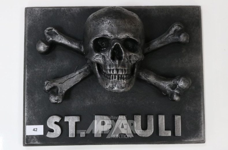 Wand-Plakette, ''St. Pauli'', Gips,