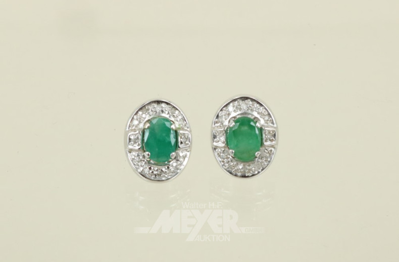 Paar Ohrstecker, 585er WG, besetzt