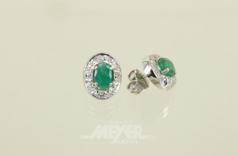 Paar Ohrstecker, 585er WG, besetzt