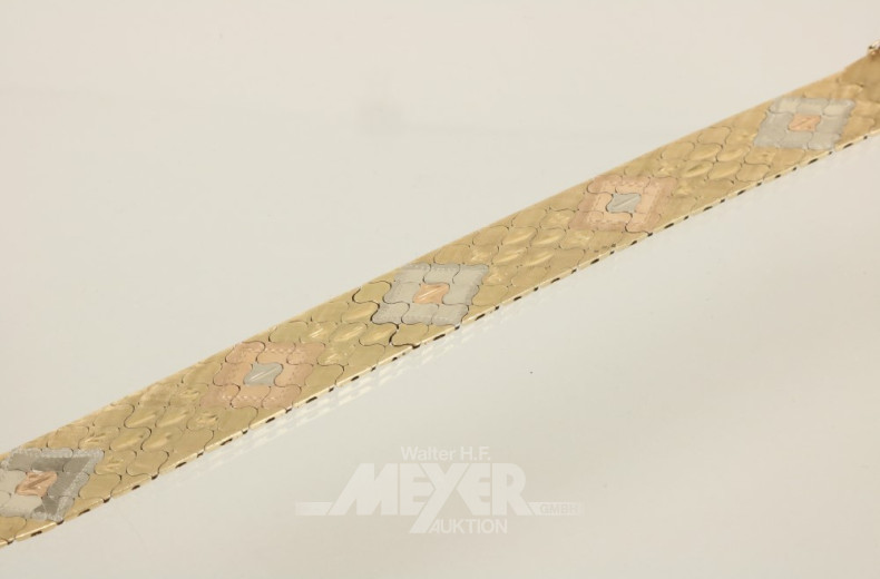 Armband, 750er GG/WG/RG, ca. 45,5 g.