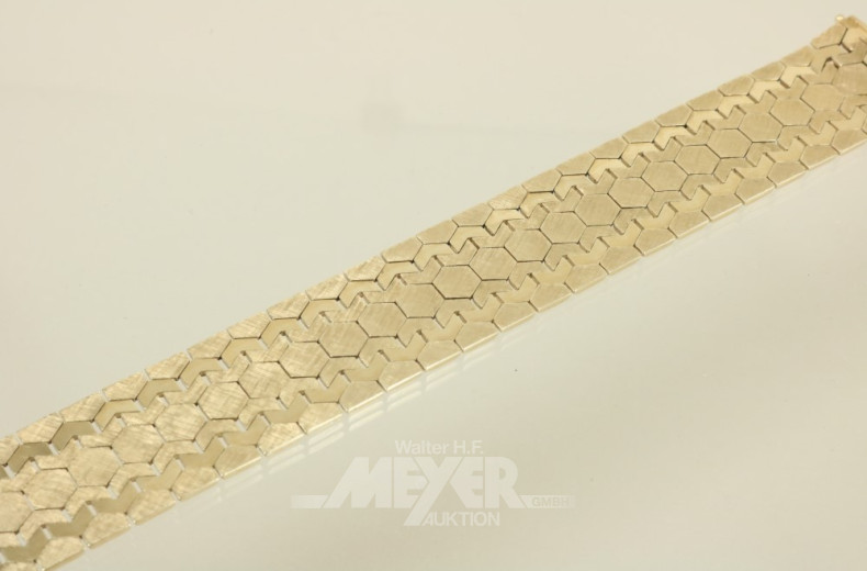 breites Armband, 585er GG, ca. 58 g.