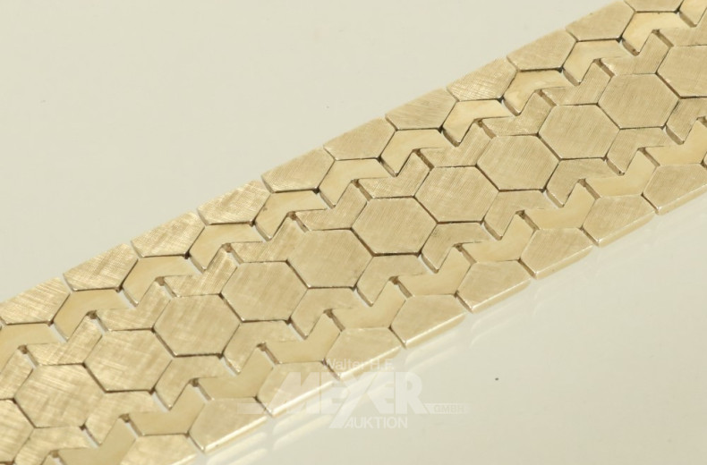breites Armband, 585er GG, ca. 58 g.