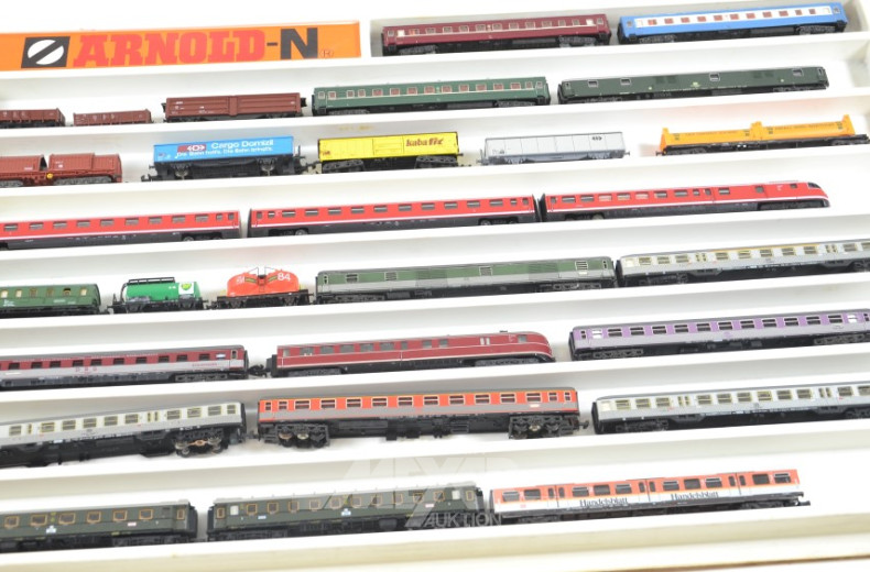 kl. Schaukasten und 2 Tabletts mit