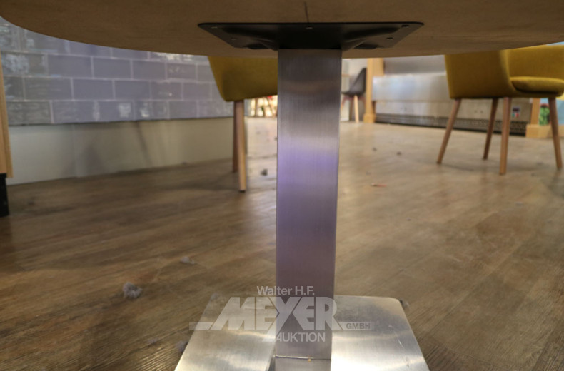 4 Loungecouchtische, rund, Buchedekor, Fuß