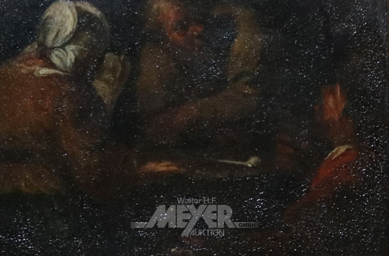 kl. Gemälde ''Staffagen am Tisch''