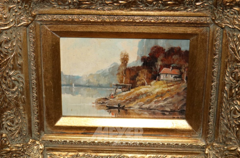 Gemälde ''Seelandschaft mit Angler''