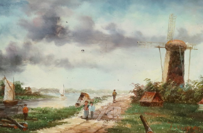 kl. Gemälde ''Holländische Landschaft