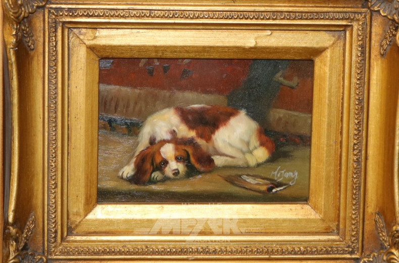 kl. Gemälde ''Hund''