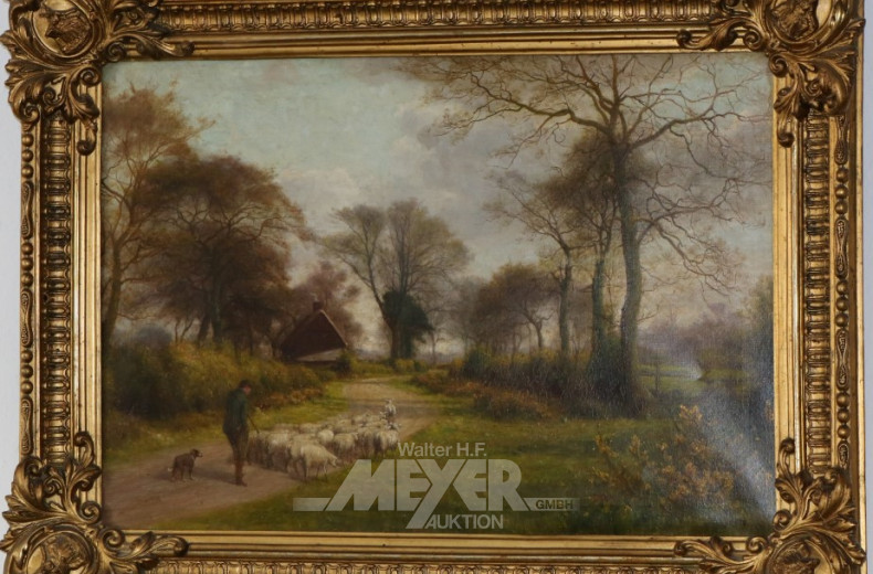 Gemälde ''Schafhirte auf Feldweg''