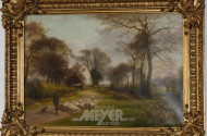 Gemälde ''Schafhirte auf Feldweg''