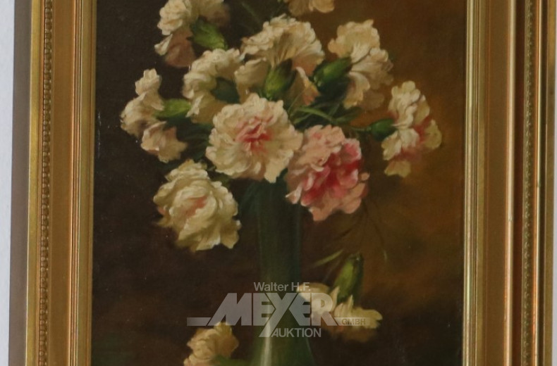Paar Gemälde ''Blumenstillleben Nelken