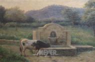Gemälde ''Kuh am Brunnen''