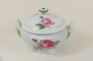 runde Deckelterrine, Meißen, Rosendekor
