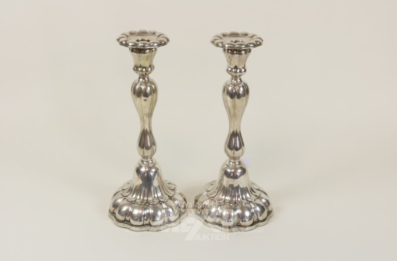 Paar gr. Tischleuchter, 800er Silber