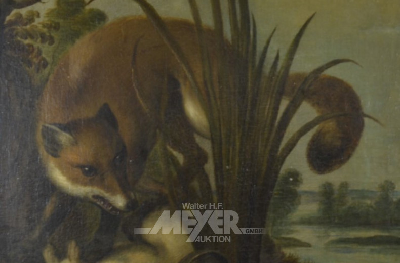 Gemälde, ''Fuchs mit erlegten Hasen''