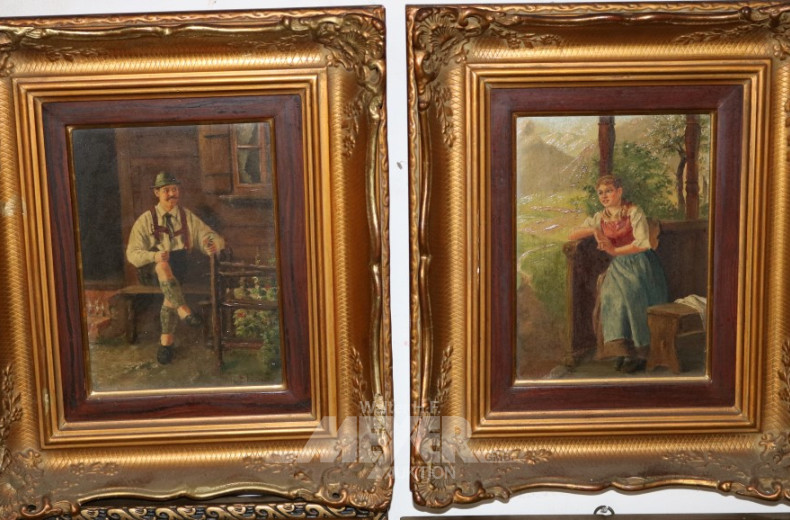 Paar Gemälde/Gegenstücke