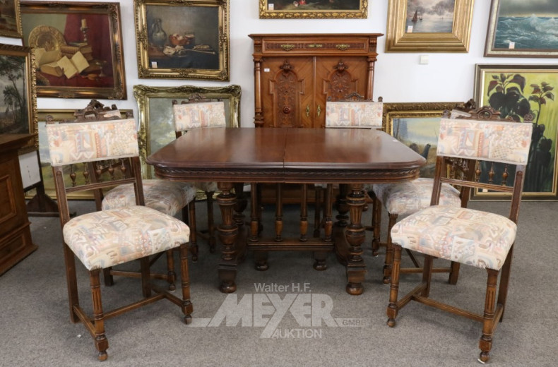 Tischgruppe im Gründerzeitstil, 7-tlg.